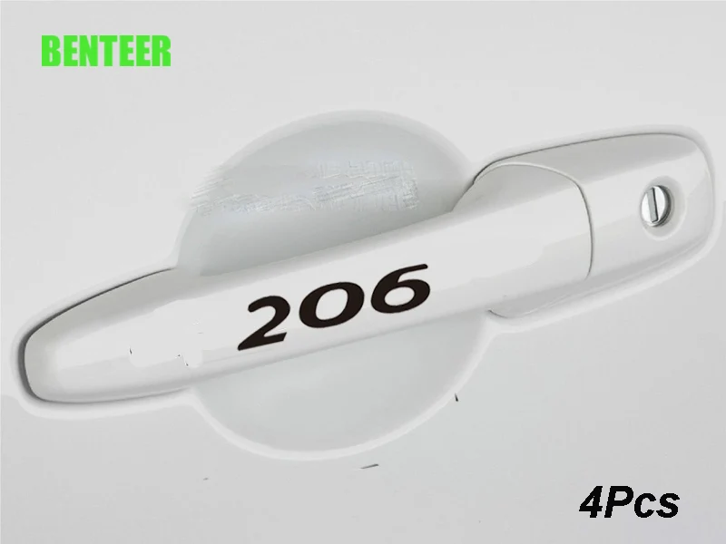 4 шт. наклейки на дверные ручки автомобиля для Peugeot 206 208 307 308 2008 3008 106 108 306