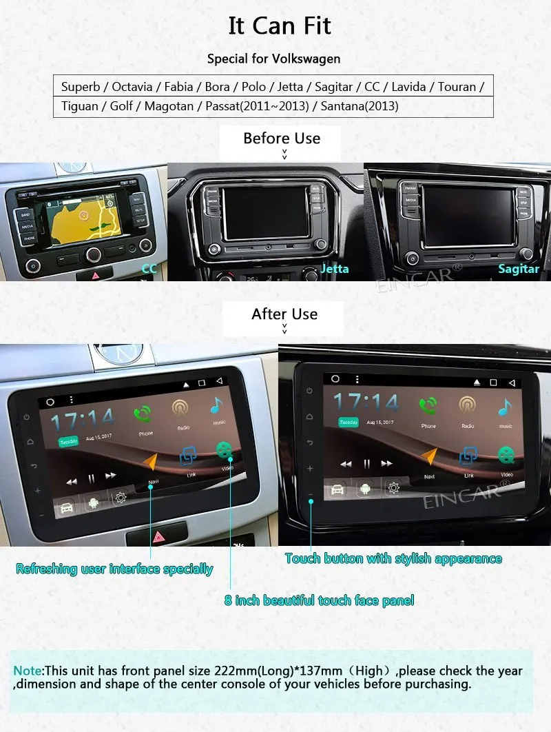Perfect GPS Navigation for Car Stereo 2Din Bluetooth Android 7.1 Sat Nav for VW Tiguan Golf Passat Jetta Skoda with Backup Camera&canbus 2
