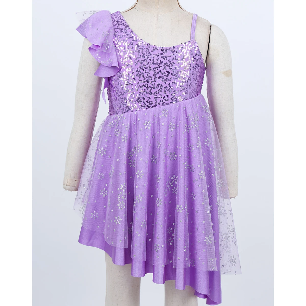 Балетное платье с блестящими пайетками для маленьких девочек, с одним плечом, блестящие балетные и гимнастические трико с асимметричным