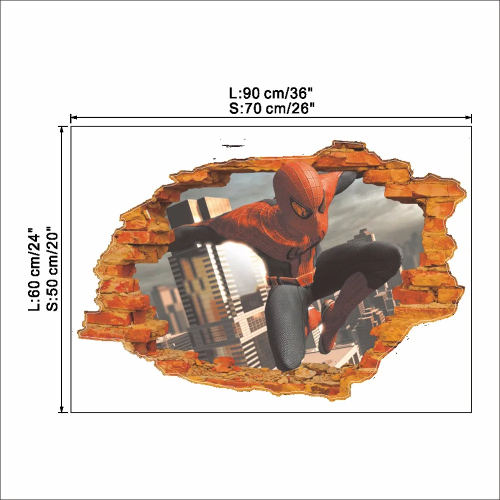 С объемным рисунком фильма Человек-паук стены стикеры для детей номеров bedrom мальчиков подарки через настенные наклейки украшения дома росписи плакат