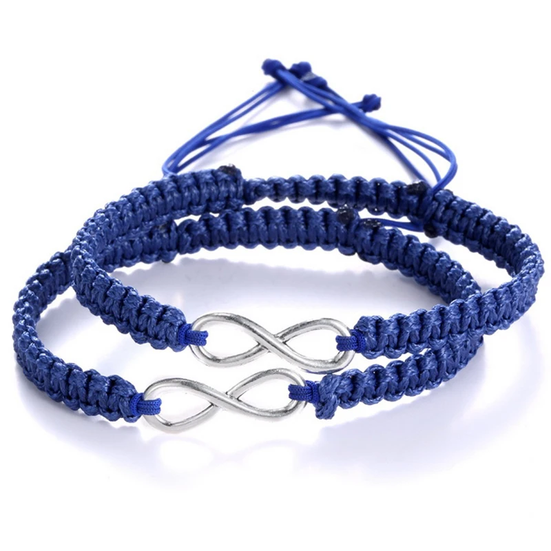 New Handmade Braided Rope Bracelets Blue Lucky Number "8" Charm Bracelets Bring You Lucky