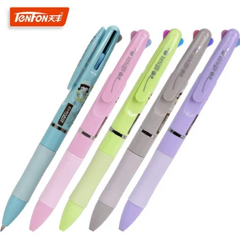 

4 PCS TENFON Korean Cute Creative Ballpoint Pen for School Stationery and Office 0.5mm Ink 3 Colors in 1 Escolar Material