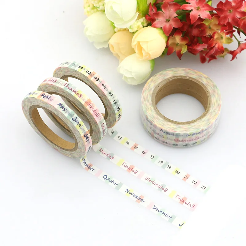 3PCS New Weekly Planner DIY Washi Paper Sticker Tape Date Scrapbooking date Masking Tape Home Decoration TAPE