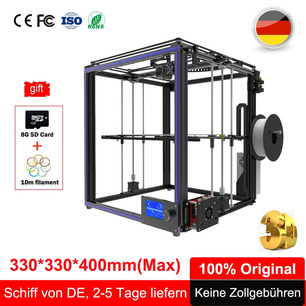 2018 Tronxy X5s 3D принтеры комплект плюс Размеры 3d печати 300*300*400 I3 Металлический