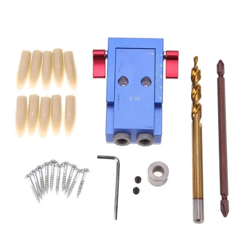 

Mini Style Hole Jig Kit System For Wood Working & Joinery + Step Drill Bit & Accessories Carpentry Dowel Woodworking Tool Set