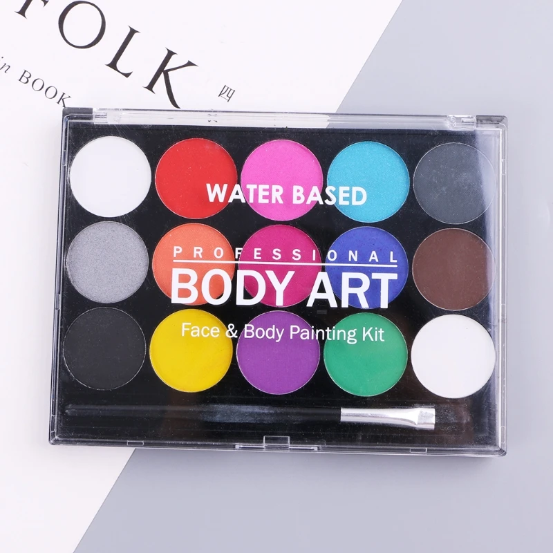 

15 Colors Body Makeup Non Toxic Water Paint Oil Body Face Painting Kit With Brush For Christmas Fancy Carnival Vibrant Party