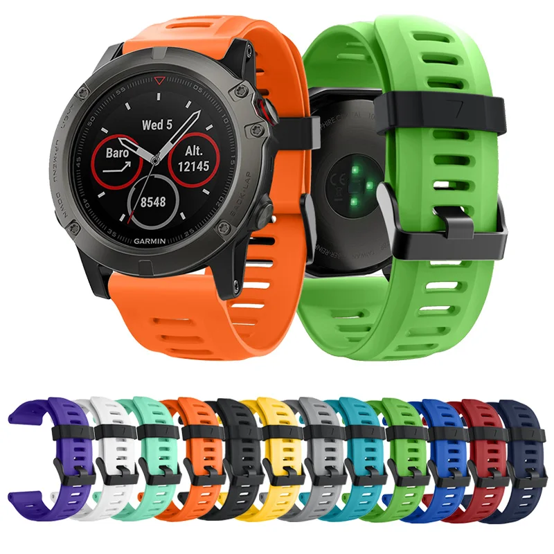 

Silicone Wrist Straps for Garmin Fenix 5X Hear Rate Smart Watch Band 26MM Replacement Sports WatchBand Straps With Metal Buckle