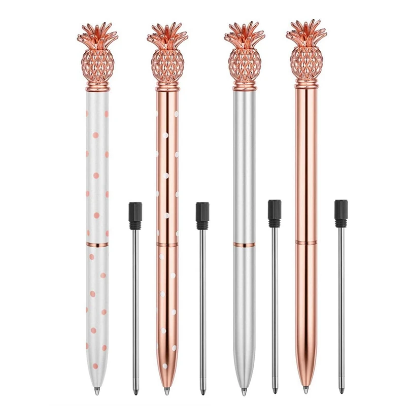 

Pineapple Pens Cute Ballpoint Pens, Rose Gold Metal Pen, White, Silver Office Supplies and School Desk Accessories, Fancy Nice