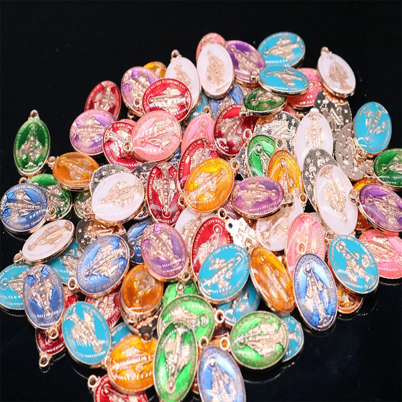 Религиозный подарок Mary Sacred Heart Charm религиозная медаль из синего золота 100