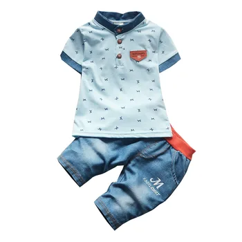 Newborn Baby Boys white blue 2Pcs Clothing Sets 4