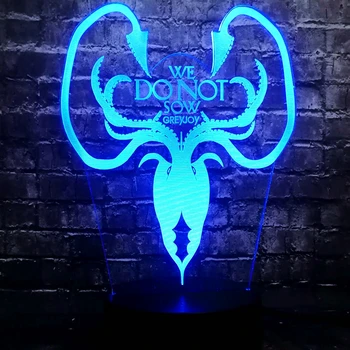 

Game of Thrones Movie We Donot Sow GREYJOY Logo LED 7 Color USB RGB Remote Charge Home Boy Table Decor Night Light Friends Gift