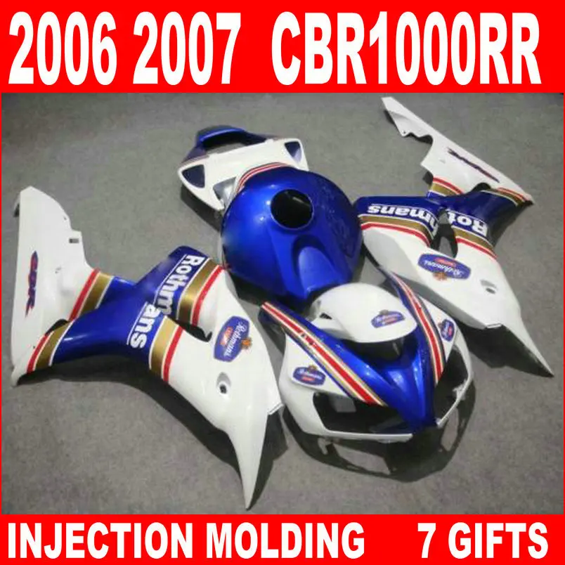 Motorcycle Fairing Kit For Honda Cbr1000rr 06 07 White Blue Injection