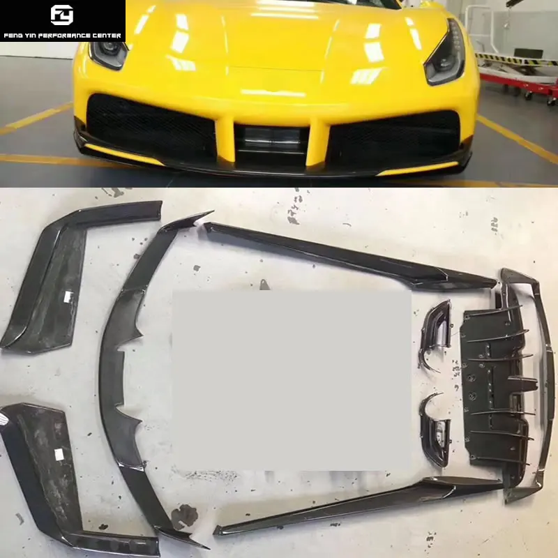 

488 Carbon fiber front bumper lip rear bumper diffuser rear spoiler wings for Ferrari 488 Novitec style Car body kit 2017