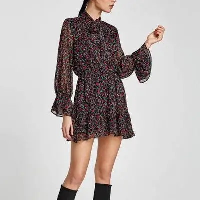 2017 font b Women b font european chiffon RM9106 voile za full sleeve font b floral