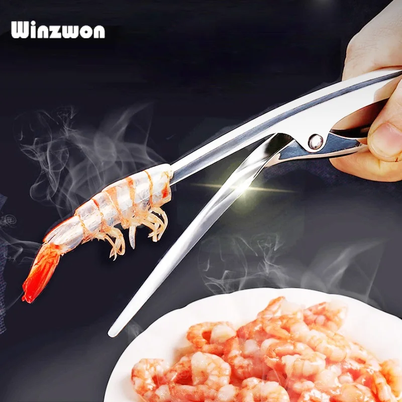 

1Pcs Creative Stainless Steel Shrimp Deveiner Peeler Prawn Lobster Shell Remover Peel Device Kitchen Accessories Seafood Tool