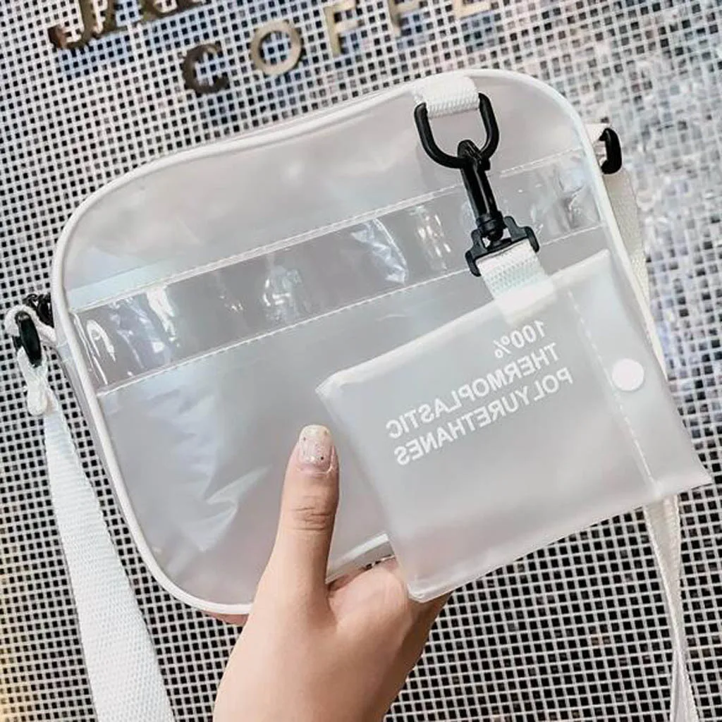 

bags for women men 2019Ladies Fashion Solid Color Handbag Jelly Package Transparent Diagonal Package bolsa feminina