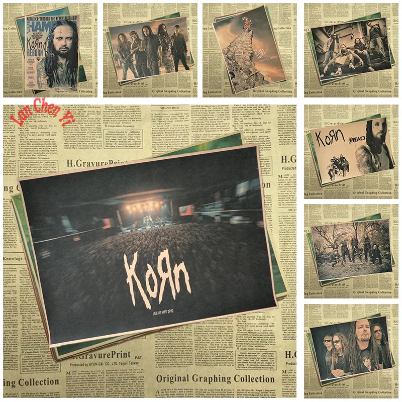 Korn Рок-Группа Музыка крафт-бумага плакат Винтаж Высокое качество печати рисунок ядро декоративная живопись