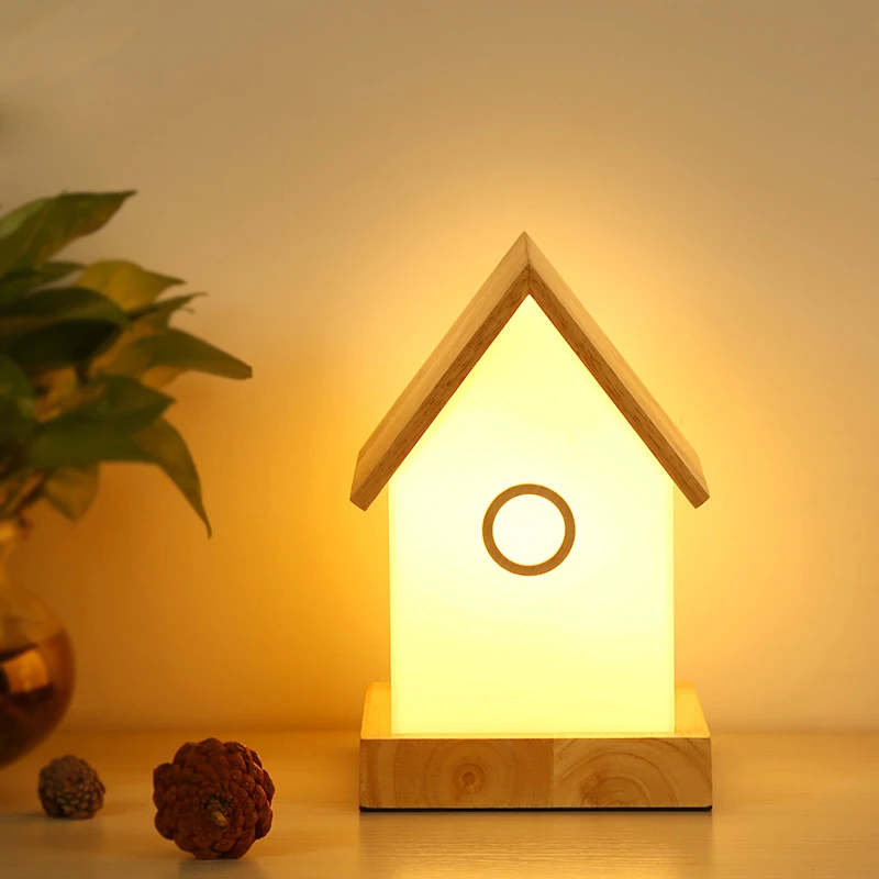 

JAXLONG Modern Table Lamp Wood Children's Room Desk Lamp Bedroom Bedside Living Room Table Light Reading Study cartoon lighting