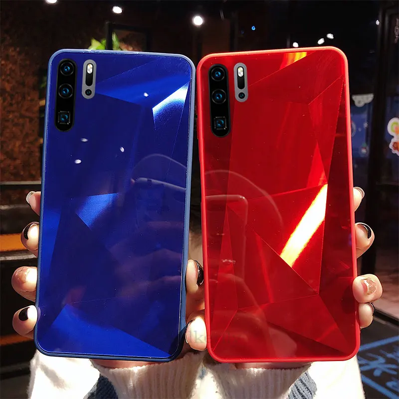 Fashion 3D Diamond Texture Glossy Mirror Cover Case For Huawei P30 Pro Case For Huawei P30 Lite P 30 P30lite P30pro Coque Capa Fashion 3D Diamond Texture Glossy Mirror Cover Case For Huawei P30 Pro Case For Huawei P30 Lite P 30 P30lite P30pro Coque Capa