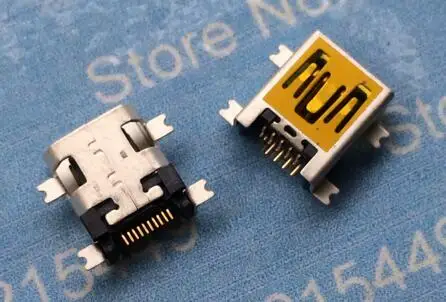 

100pcs/lot mini usb connector 10pin SMT Sinking plate with locating peg