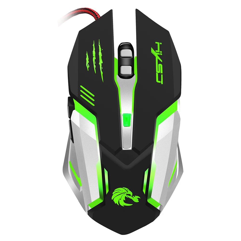 

HXSJ Glowing Mouse USB Wired Professional Gaming Mouse Ergonomic Design Optical Mechanical Mouse Game with 7 Colors LED Backlit