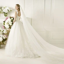 1 слой, мягкая, очень широкая, Тюлевая Фата для невесты, Соборная длина, свадебная фата с гребнем в белом, слоновой кости, шампанском