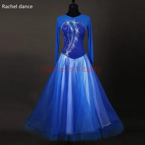 Дамское бальное платье для танцев, стандартные женские костюмы, стандартное бальное платье для соревнований, новинка, синие женские платья для вальса - Цвет: Королевский синий
