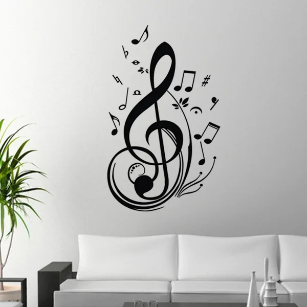 

New Fashion Unique Black Music Note Notes Decal Wall Sticker Home Living Room Decor Wall Decoration Adesivo De Parede Pegatinas