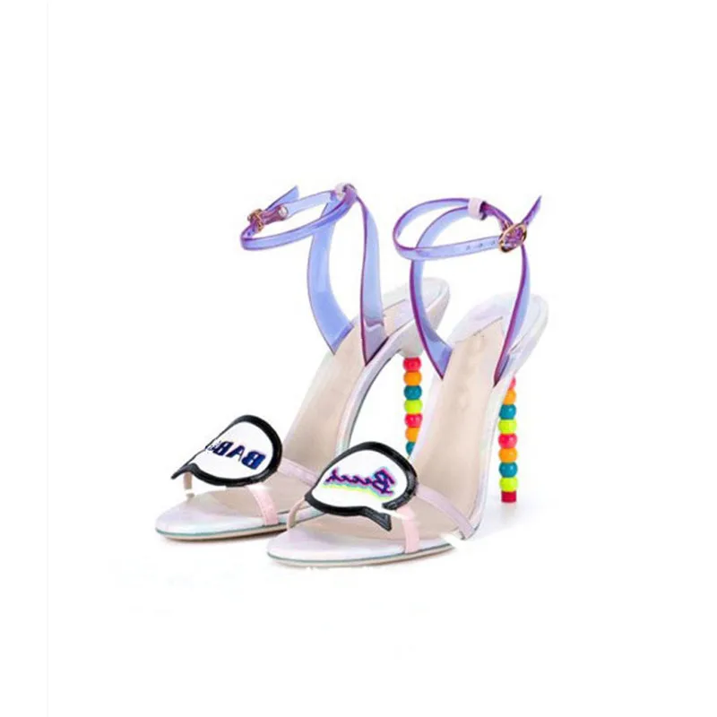 Knsvvli/красивые босоножки на высоком каблуке; женские босоножки-гладиаторы с открытым носком; Летняя обувь на каблуке с бусинами; женские босоножки; mujer - Цвет: colour ankle strap