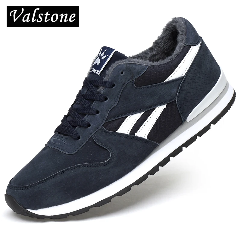 

Valstone Men's winter sneakers Genuine leather warm shoes plush lining Breathable casual flats outdoor walking footwear hombres