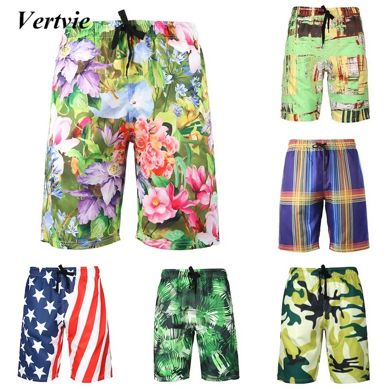 

Vertvie Floral Printing Men's Breathable Swim Shorts Plus Size Elastic Beach Short Pants Loose Cool Trunk Hit Surfing Trunks
