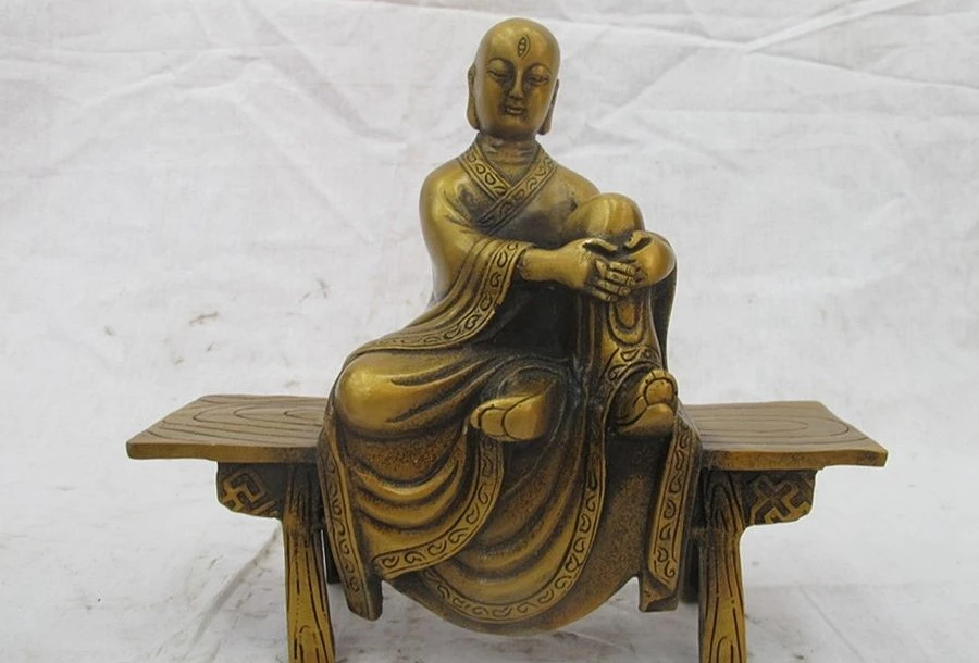 

Tibet buddhism bronze arhat buddha bench Rohan eye sky buddha Statue a 0518