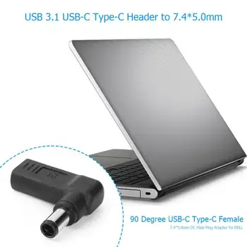 

90 Degree USB3.1 USB-C Type-C Female to 5.5x2.5 /3.0 x 1.1 /5.5 x 2.1 /7.4x5.0mm DC Male Plug Adapter Connector for DELL