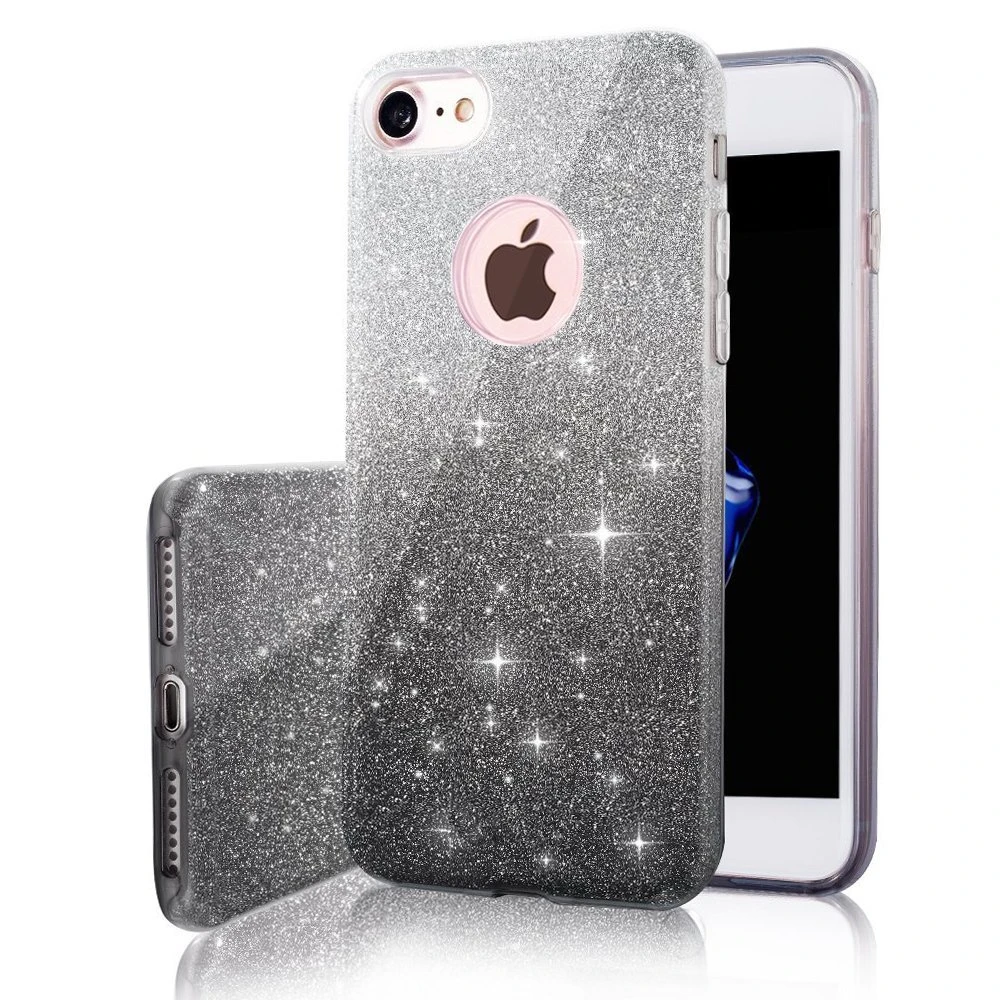 leather iphone 11 Pro Max case 3 IN 1 Gradient Glitter Cover for iphone 11 Pro Max 7 8 plus X XR XS Max 5 5S SE 6 6S Plus Case Clear PC+TPU Bling Coque Fundas iphone 11 Pro Max  silicone case