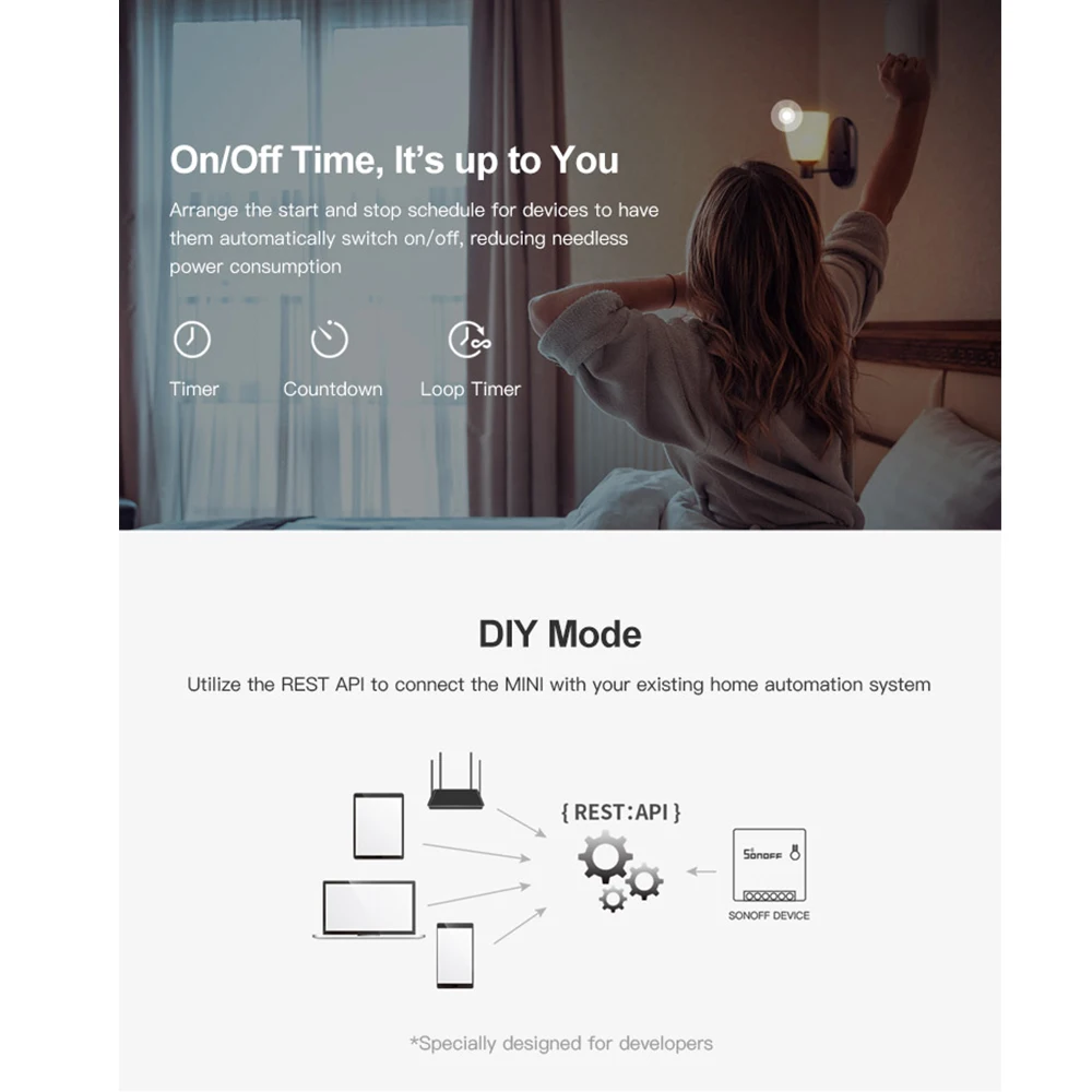 Sonoff мини приложение «сделай сам» умный пульт дистанционного управления режим «сделай сам» двухсторонний Wifi умный переключатель Умный домашний таймер расписание голосовое Включение состояния