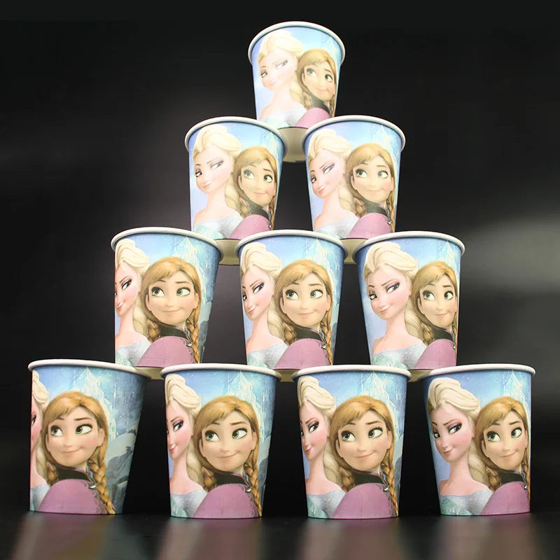 10Pcs/Pack Frozen Party Glass Party Paper Cup Cartoon Decor Girls Happy Birthday Favors Frozen Birthday Party Supplies