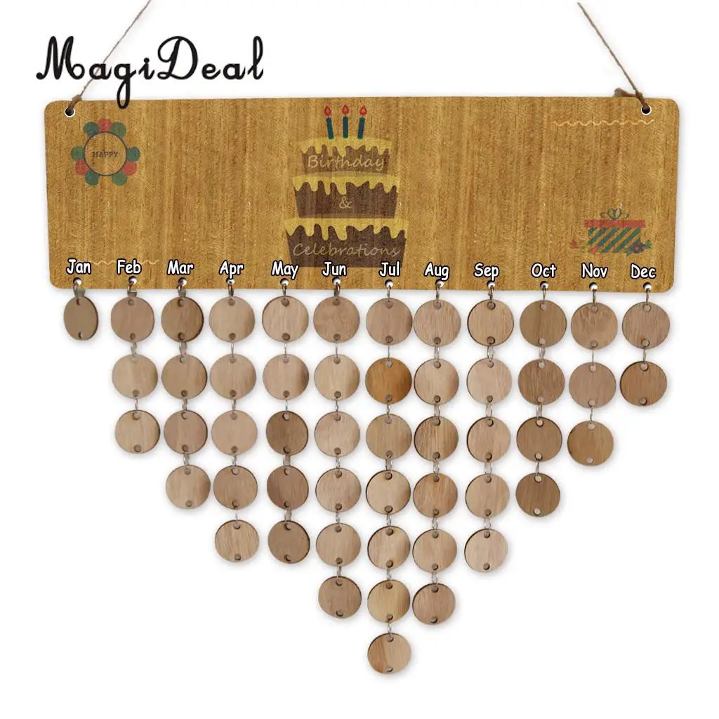 MagiDeal Vintage Wood Calendar Board Birthday Celebration Reminder Plaque Home Decor