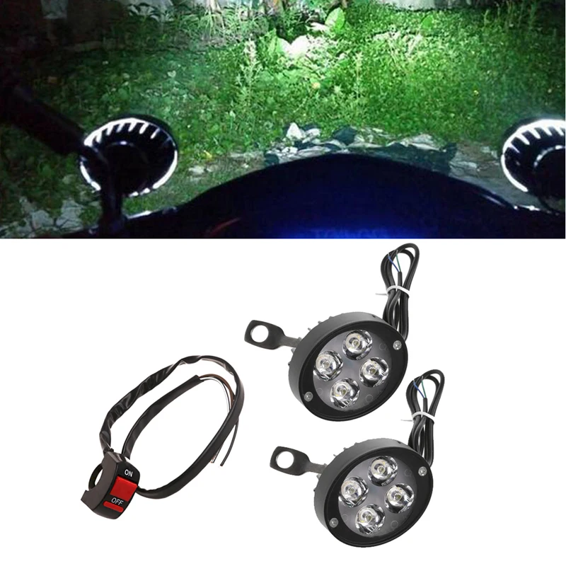 

1 Pair Universal DC 12-60V LED Motorcycle Fog Light Spotlight Lamp With Switch