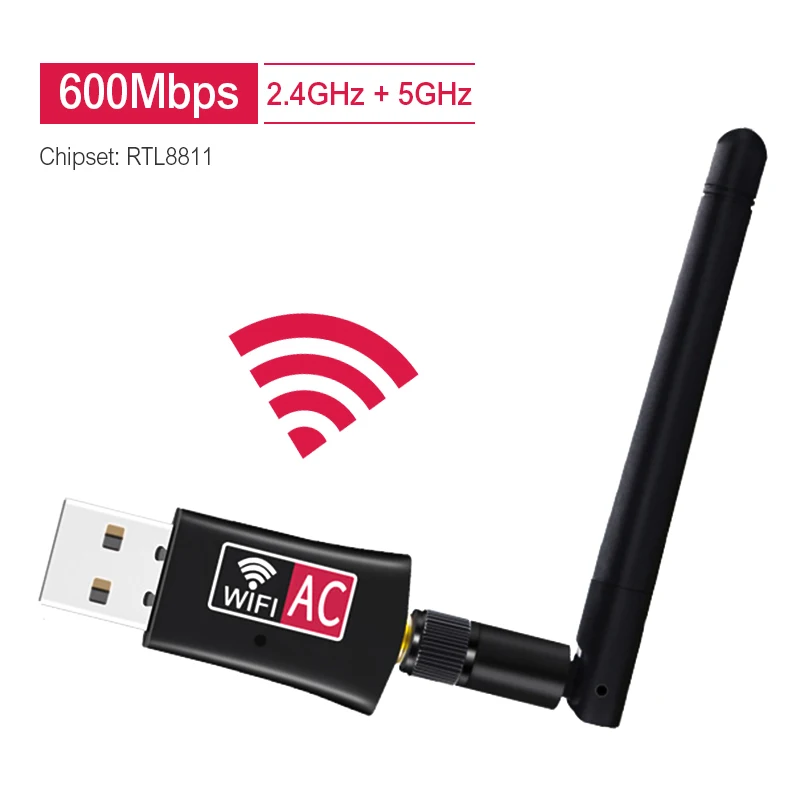 AC600 Dual Band 600Mbps Wireless USB WiFi Network Adapter LAN Card 5Ghz 802.11AC 
