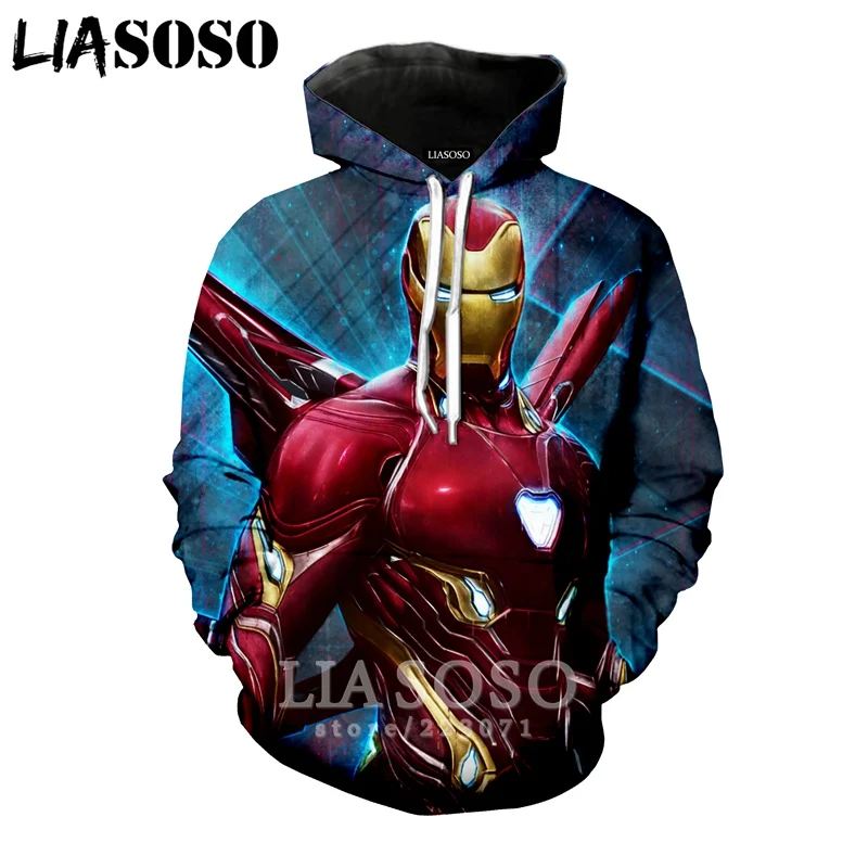 LIASOSO 2019 Winter New Men Women Sweatshirt 3D Print Latest Movie Avengers Endgame Hoodie Long Sleeve Casual Pullover B008-05