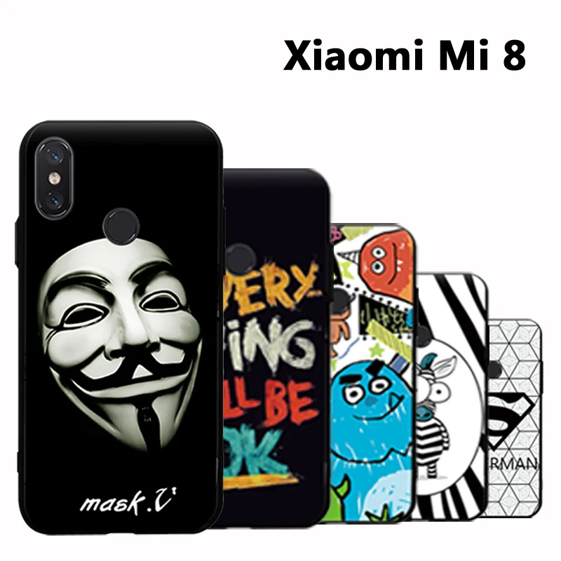 Чехол Xiaomi Mi 8 с 3D рельефным рисунком силиконовый чехол задняя крышка для Mi8 мягкий