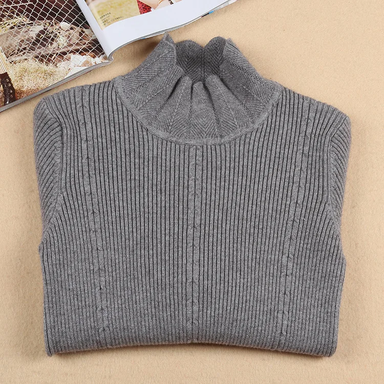 2019 Korean Fashion Thick Women Sweaters and Pullovers Sueter Mujer Ruffled Sleeve Turtleneck Solid Slim Sexy Elastic Women Tops