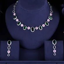 Janeklly, Трендовое свадебное ожерелье, серьги для женщин, аксессуары, много камней, наборы свадебных ювелирных изделий, женские серьги, Мода