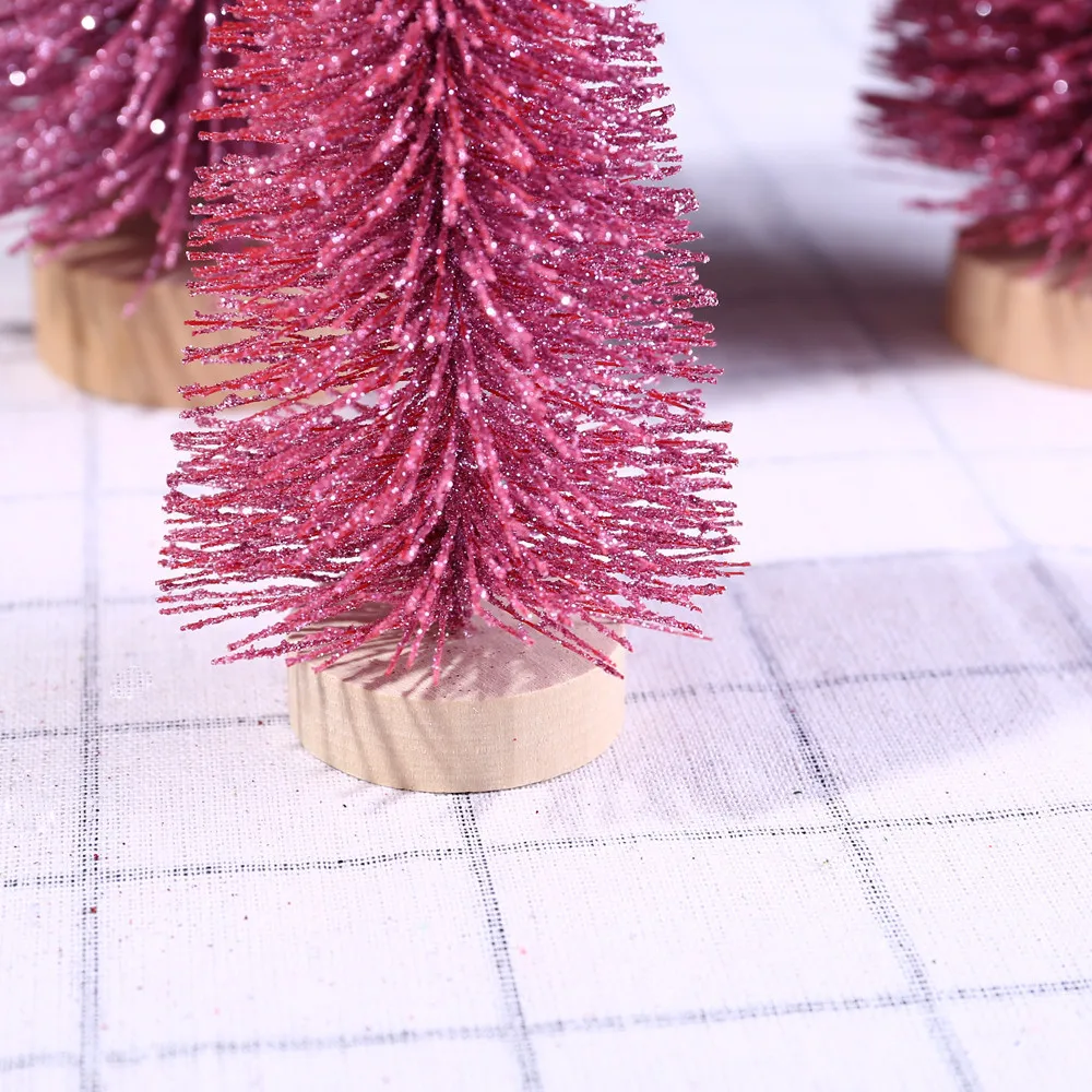 Веселое Рождественское дерево мини красная сосновая елка с деревянной основой поделки для дома рождественское настольное украшение украшения для дома choinka@ P2