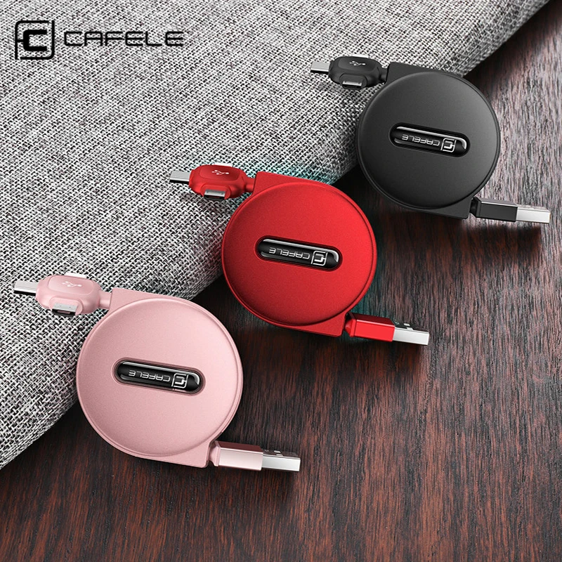 

CAFELE 1.5M Type C Micro USB Cable USB Charging Cable for iPhone Samsung Huawei Xiaomi Data Sync Retractable Cable