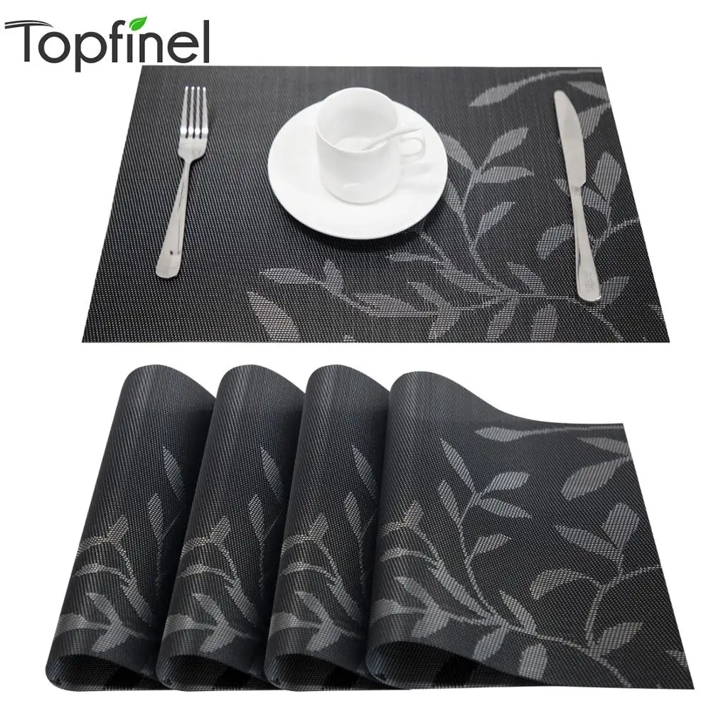  Set of 4 PVC Flower Pattern Placemats for Dining Table mat set Linens place mat in Kitchen Accessor