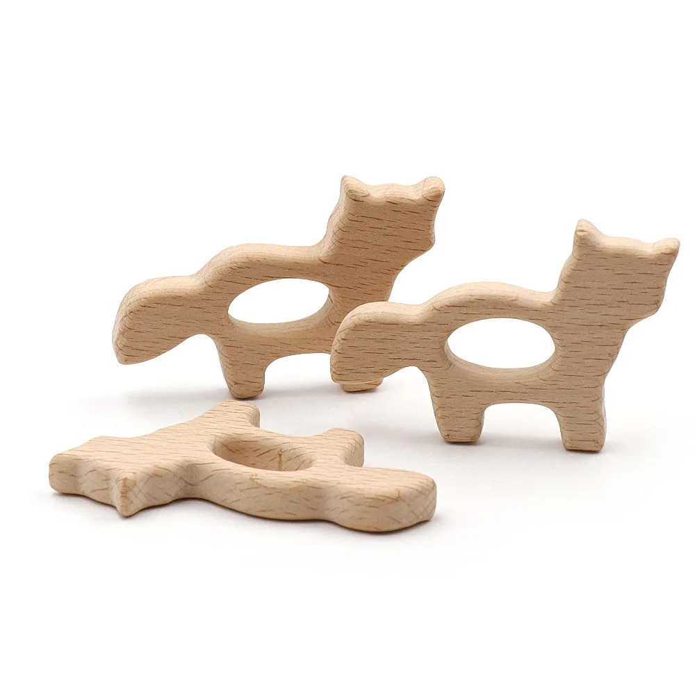 

JOJOCHEW 2pcs Beech Wood Teether Cat Food Grade Wooden Teether Charms for Teething Necklace Natural wood made Baby Gift