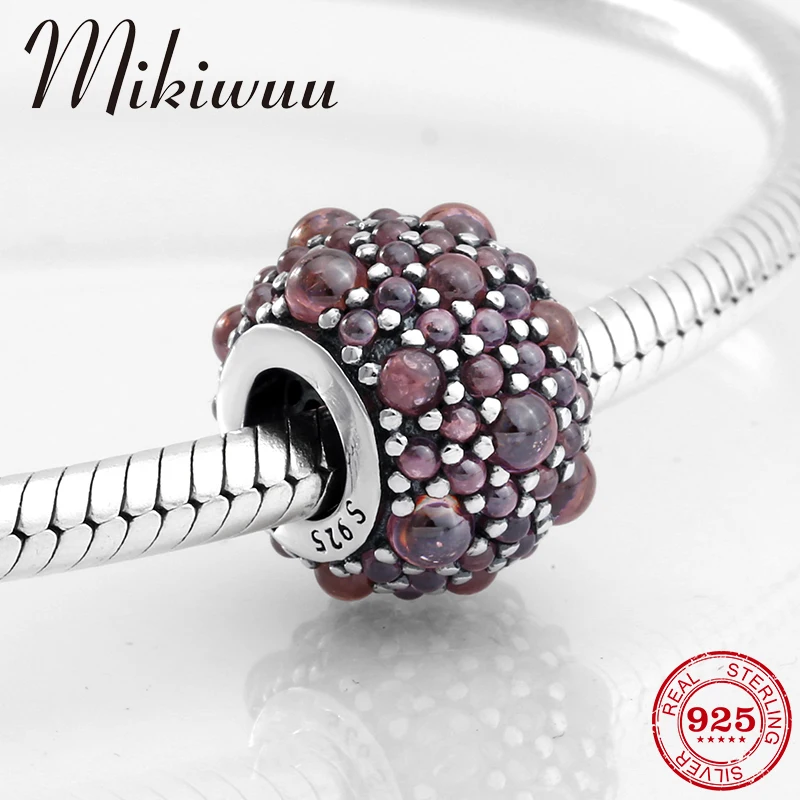 

New like grape shape 925 Sterling Silver charms pink zircon beads Fit Original Pandora Charm Bracelet Jewelry making
