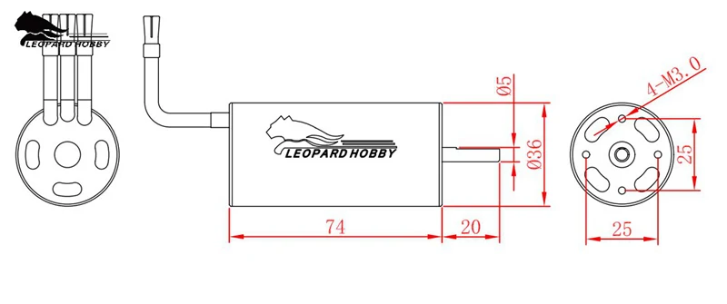 Распродажа Леопардовый LBP3674 бесщеточный inrunner 3674 1790KV Бессенсорное 4-х полюсной двигатель для пульт ДУ для дистанционно управляемой машины лодки 650-1000 мм