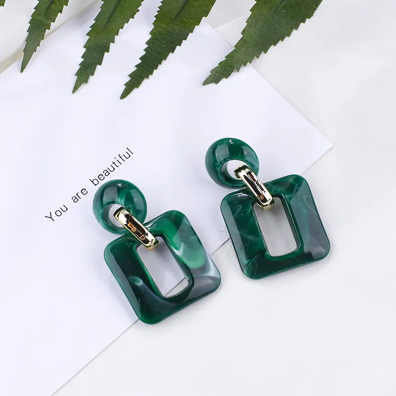 HTB1Ca CaKT2gK0jSZFvq6xnFXXam - AENSOA 2019 Korean Geometric Pendant Earrings Multiple Drop Earrings Unique Design Flowers Resin Acrylic Shell Dangle Earring